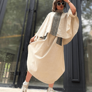 پانچ و دامن پارچه لنین نچرال