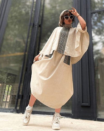 پانچ و دامن پارچه لنین نچرال پانچ و دامن پارچه لنین نچرال