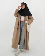 خرید عمده بارانی بلند کتان مدل APA2
