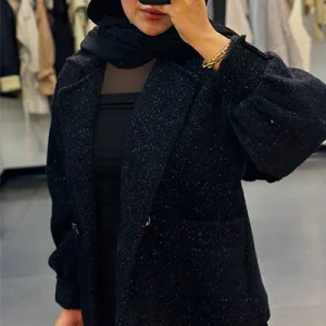 عمده فروشی مانتو کت پارچه لمزور زنانه مشکی
