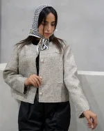 خرید عمده کت کوتاه کنفی گونی بافت اسپرت زنانه