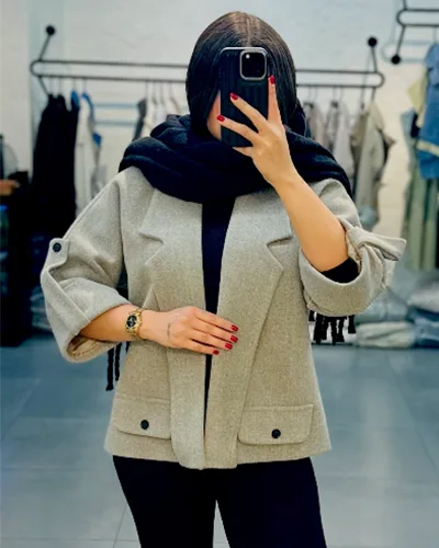 کت فوتر پاییزه مدل یقه ارچال استین سه ربع