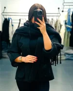 خرید عمده کت مشکی فوتر یقه آرچال زنانه