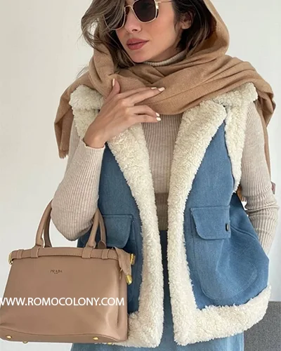 کاپشن پافر اسپرت داخل تدی زنانه شیک کوتاه