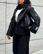 کت زنانه پارچه فاستونی زنانه آستین زیپ عمده
