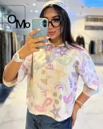 قیمت عمده شومیز آستین سه ربع پارچه لنین
