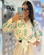خرید عمده شومیز جلوگره ای پارچه لینن