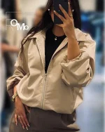 خرید عمده ژاکت بامبر زنانه چرم زارا