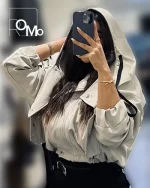 خرید عمده بارانی کوتاه کلاه دار پارچه سانتانا