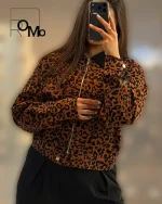 خرید عمده بامبر پلنگی زنانه پارچه کتان