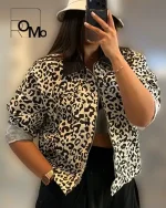 بامبر ژاکت پلنگی بهاره زنانه عمده کتان کجراه