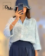 قیمت عمده شومیز راه راه گلدار زنانه